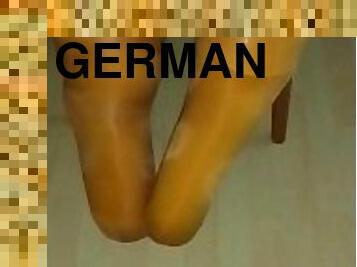 amatör, tysk, fötter, ensam, nylon