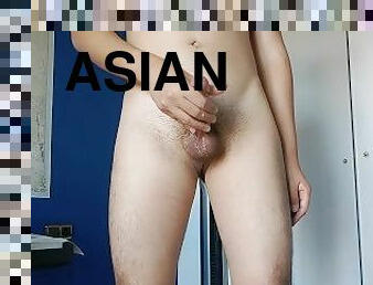 asiatisk, masturbation, orgasm, amatör, cumshot, gigantisk-kuk, tonåring, avrunkning, juckande, ensam