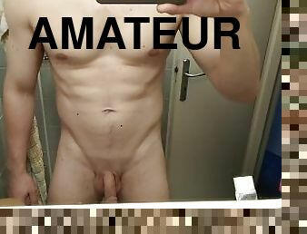 amateur, gay, europeo, euro, a-solas, musculada, polla, calientapollas