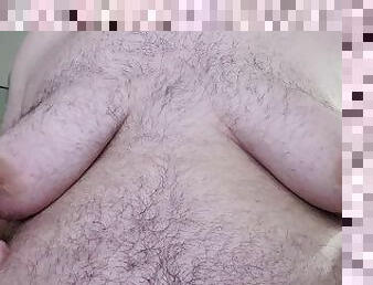 Hairy FTM fondles tits