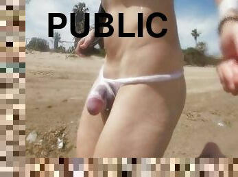 publik, kamera, strand, voyeur, exhibitionist, kuk, string