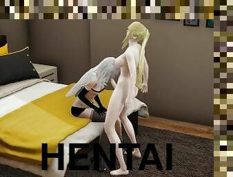 groß-titten, lesben, erotisch-mutti, junge, blondine, hentai, 3d, vorherrschaft