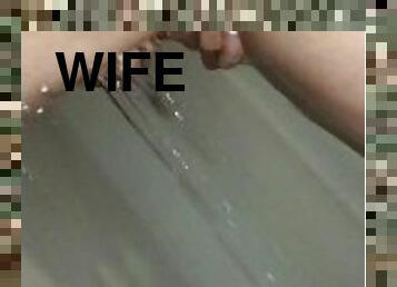 banyo-yapma, klitoris, meme-uçları, amcık-pussy, karı, orta-yaşlı-seksi-kadın, delinmiş, mükemmel, duş