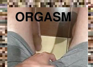 Close up creamy masturbation in the bathroom with explosive orgasm and cumshot on floor  4K