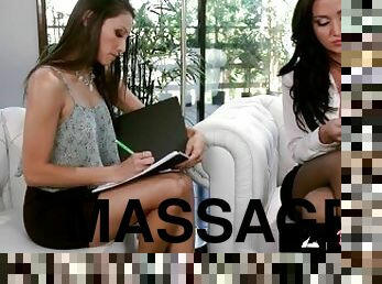 ALL GIRL MASSAGE - A Protestant Is Banged By The Senator And Her Personal Masseuse To Avoid Drama
