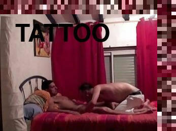 armée, ejaculation-sur-le-corps, énorme-bite, gay, musclé, tatouage, bite, militaire, dure