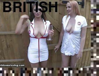 Katie Lou And Kara Carter - Downblouse Nurses!