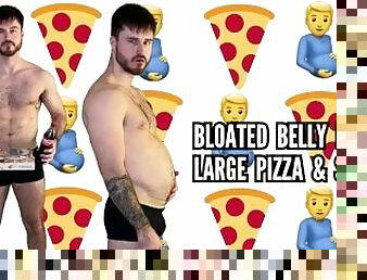 Bloated belly burping large pizza & soda