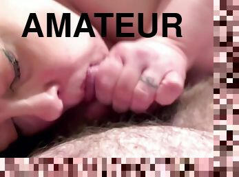 amatör, cumshot, milf, par, bbw, dubbel, ansiktssprut, sprut, penetrering, sugande