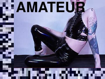 amatör, fötter, blond, fetisch, latex, ensam, tatuering, små-bröst, retande