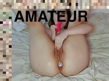 røv, amatør, anal, legetøj, webcam, solo, brunette