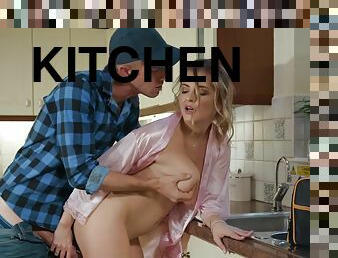 Candy Alexa sucks massive cock and gets screwed in the kitchen