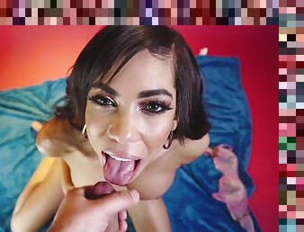 Gia Milana gets her slutty mouth filled with fresh jizz