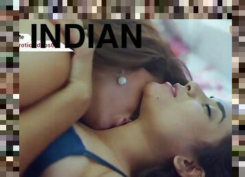 lesbienne, indien, doigtage, brunette