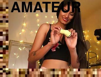 amatör, hindu-kvinnor, webbkamera, ensam, brunett, string