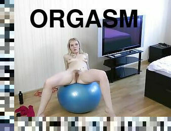 Dina Enjoys Her Fit Ball And Orgasms