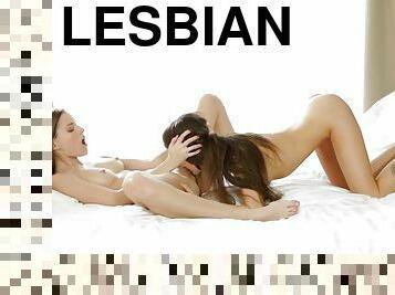 lesbiana, bruneta, tate-mici