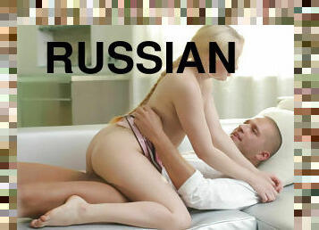 Russian bitch Lola Taylor eagerly sucks cock and gets fucked