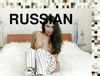Russian brunette Alexandra Roz and masturbation solo