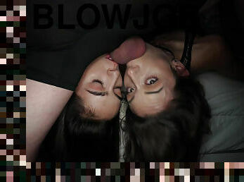 POV blowjob from hot babes Dani Blu and Bella Katz