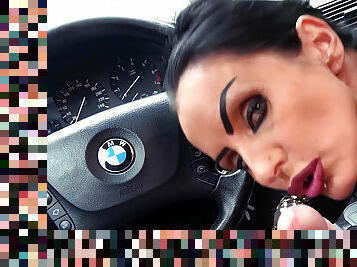 POV blowjob from mature Sidney Dark in the car