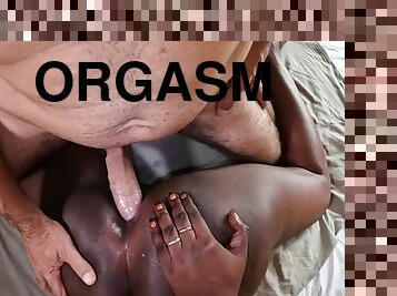 orgasme, anal, ébène, interracial, black, point-de-vue, trou-du-cul, blanc