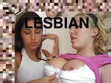 lesbiana, novia, rubia, coño-cunt