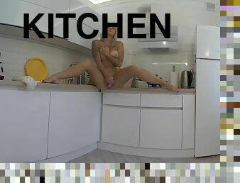 Cindy Key jumps on dildo in the kitchen