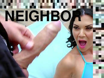 Jasmine Jae gets beated her butthole poolside by her neighbor