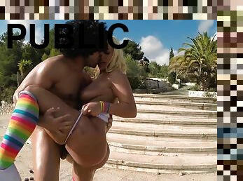 Blondie Fesser suck & bounce her ass all over a bbc in public
