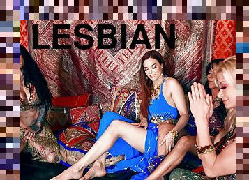 Four exotic lesbians enjoying each other's company