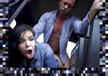 CHubby brunette Sofia Lee gets fucked in the cab