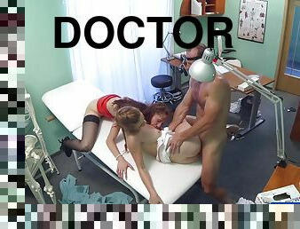 Doctor and his nurse seduce a female patient