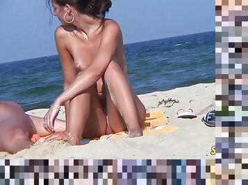 nudista, coño-pussy, delgada, amateur, cámara, pareja, playa, voyeur, afeitada