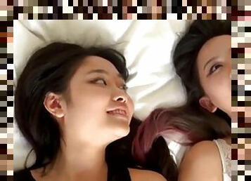 two asian lesbians make love