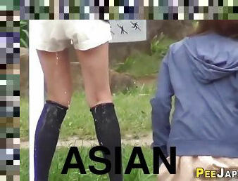 asiatisk, utomhus, pissande, publik, tonåring, japansk, kamera, voyeur, fetisch