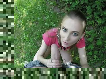 Saucy Sporty Student Screwed in Public field