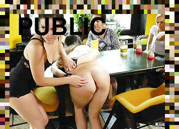 Euro beauty ass fuck pounded in public bar