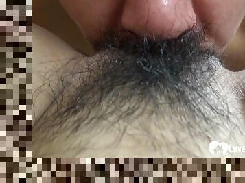 Hairy Asian enjoys a hard core nailing session