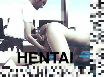 Uncensored Hentai - Rina spoils her office colleague by making him get on all fours