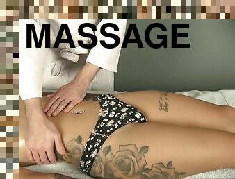Hot erotic massage of amazing tattooed teen girl