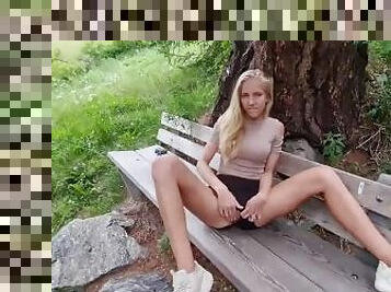 Skinny beautiful blonde girl gets fucked in Public