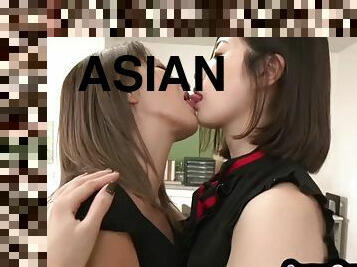 aasialainen, toimisto, salainen, typykät, lesbo-lesbian, milf, kova-seksi