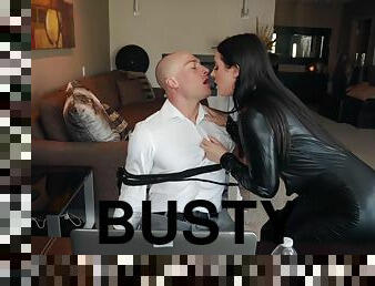 Angela White pleased bald guy with sensual sex in doggy style