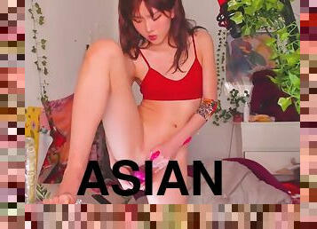 asiático, masturbación, amateur, adolescente, novio, a-solas, hotel