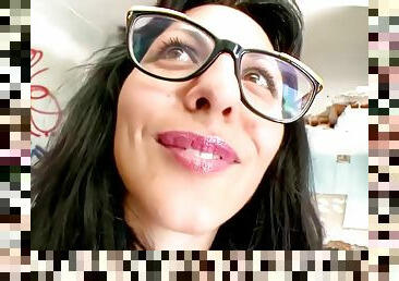 Nerdy Latina Swallows A Mouthful Of Jizz - blowjobs sex act