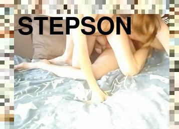 Stepson visits stepmoms bed while she is resting