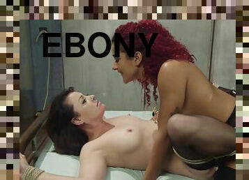 Ebony sodomy fucks tied lesbian slave