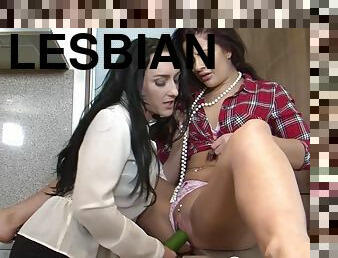 Steamy lesbian beauties take care of each other