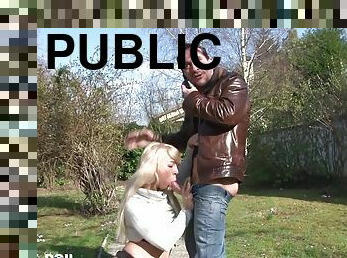 Slutty Blond Blowing Penis In Public